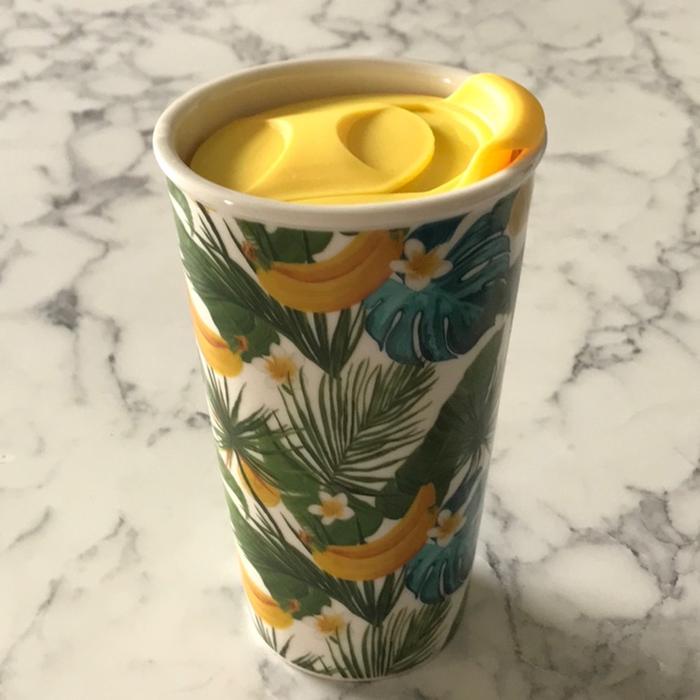 Banana floral travel mug